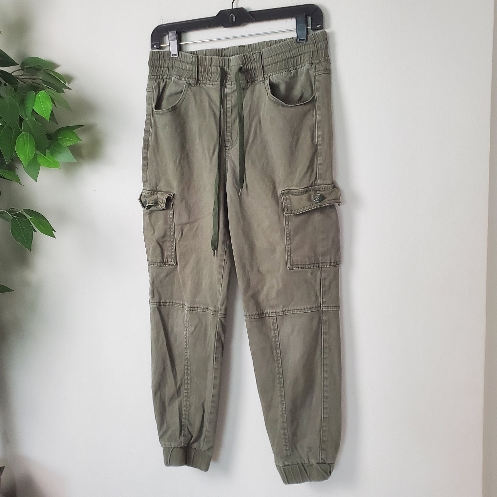 Monkey Ride Olive Green Cargo Pants Women's Size 29 Distressed - Picture 2 of 12